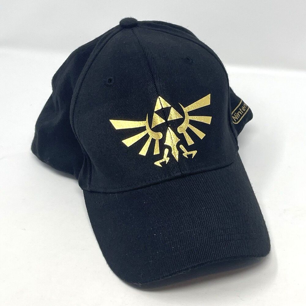 Legend of Zelda Triforce Hyrule Hat OS Black & Gold Cap Nintendo 2008 Gaming